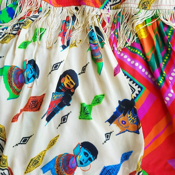 Farm Rio Anthropologie Palila Fringe Beaded Tassel Tiered Midi Dress - Picture 10 of 14